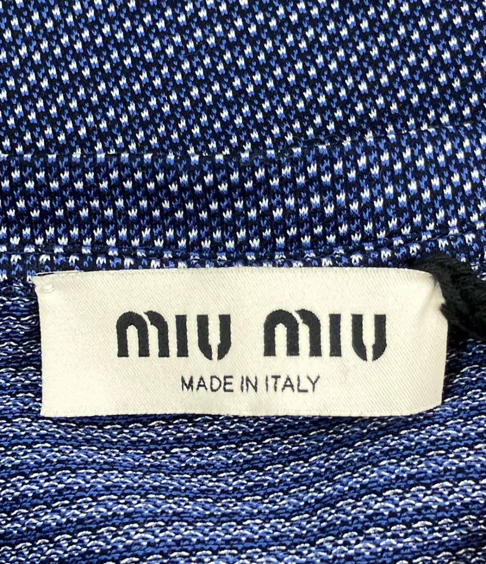 美品 Miu Miu ジャガードジャージ長袖Tシャツ MJLA47 レディース SIZE XS ミュウ ミュウ