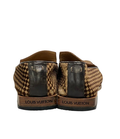 LOUIS VUITTON スクエアトゥスリッポン ハラコ ダミエソバージュ メンズ SIZE 6.5 (S) ルイ・ヴィトン