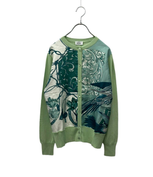 フェラガモ　シルクニット Salvatore Ferragamo 長袖カーディガン 緑 花柄 シルク ニット 22SS