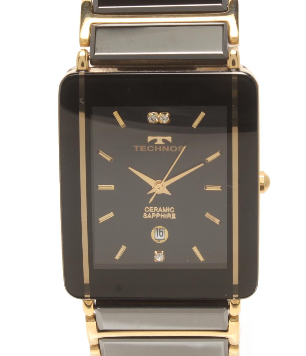 TECHNOS 腕時計 クオーツ ブラック T9137 メンズ テクノス