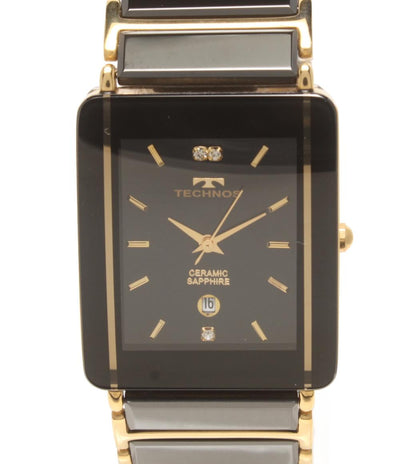 TECHNOS 腕時計 クオーツ ブラック T9137 メンズ テクノス