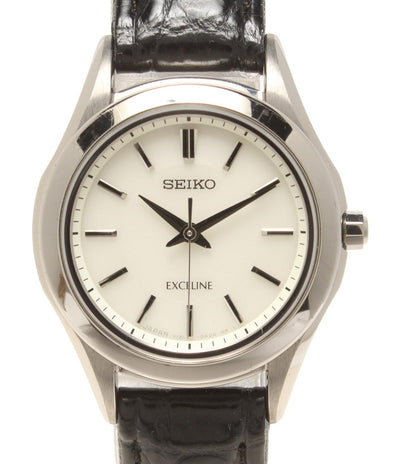美品 SEIKO 腕時計 エクセリーヌ ソーラー ホワイト V131-0AB0 レディース セイコー