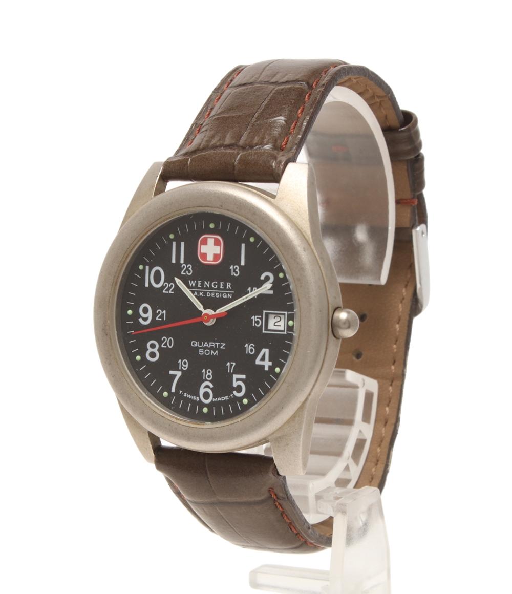 ウェンガー 腕時計 クオーツ ブラック メンズ WENGER