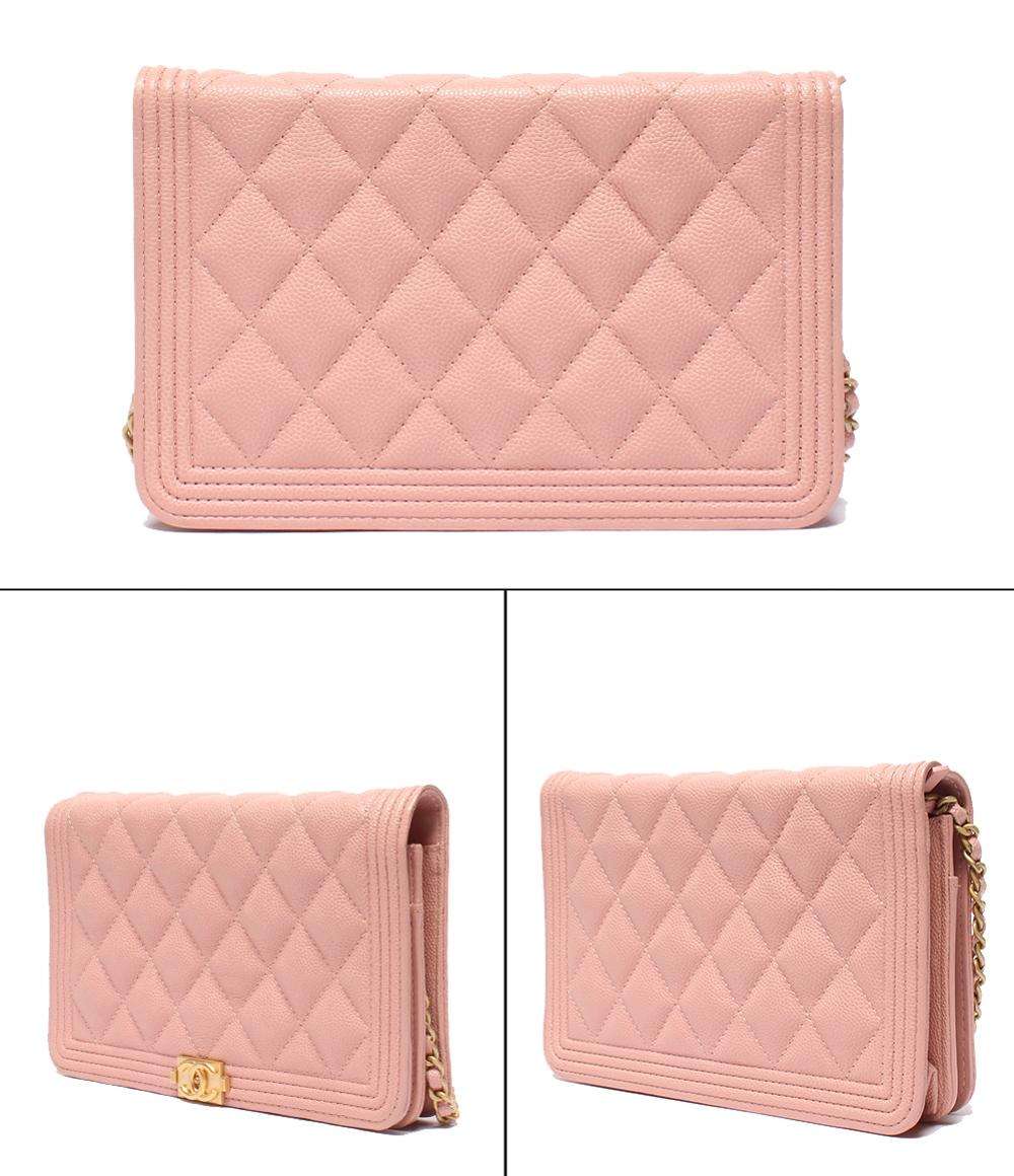CHANEL チェーンウォレット キャビアスキン ゴールド金具 ボーイシャネル レディース シャネル