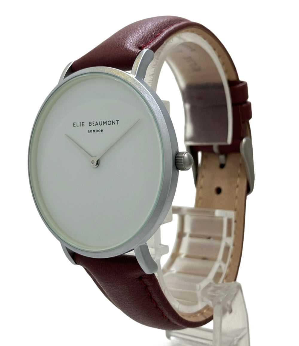 美品 ELIE BEAUMONT 腕時計 クオーツ ホワイト EB815 レディース エリービューモント
