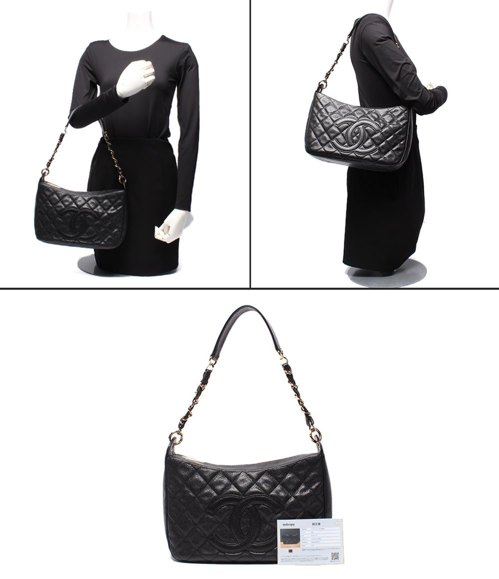 CHANEL チェーンショルダーバッグ ワンショルダー 肩掛け ゴールド金具 キャビアスキン マトラッセ A20993 レディース シャネル