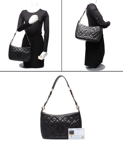 CHANEL チェーンショルダーバッグ ワンショルダー 肩掛け ゴールド金具 キャビアスキン マトラッセ A20993 レディース シャネル