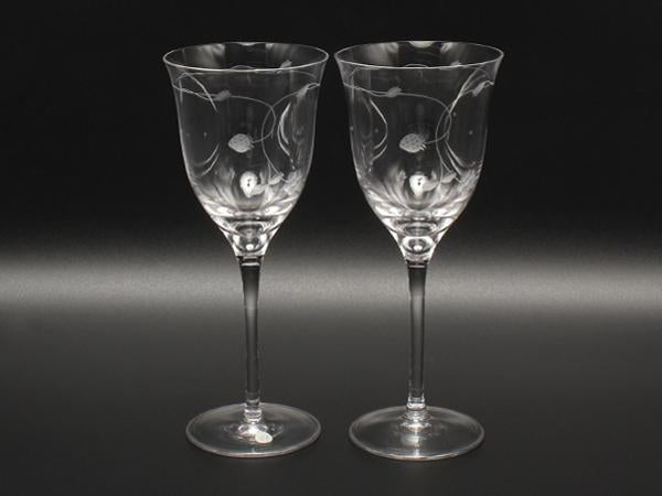 美品 WEDGWOOD ワイングラス 2点セット ペア ワイルドストロベリー クリスタル オープン ウェッジウッド