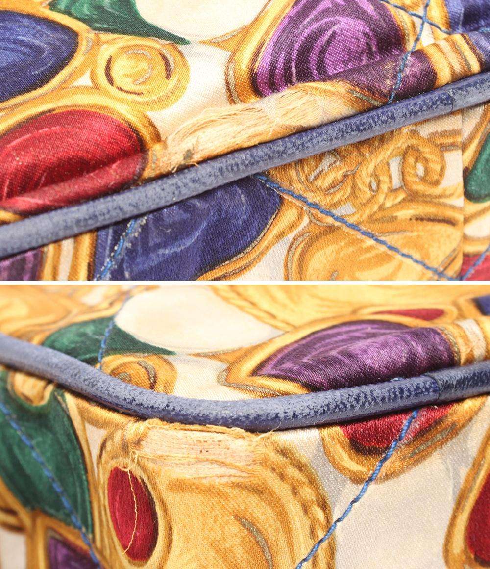 シャネル チェーンショルダーバッグ 斜め掛け ビジュー柄 タッセル サテン レディース CHANEL