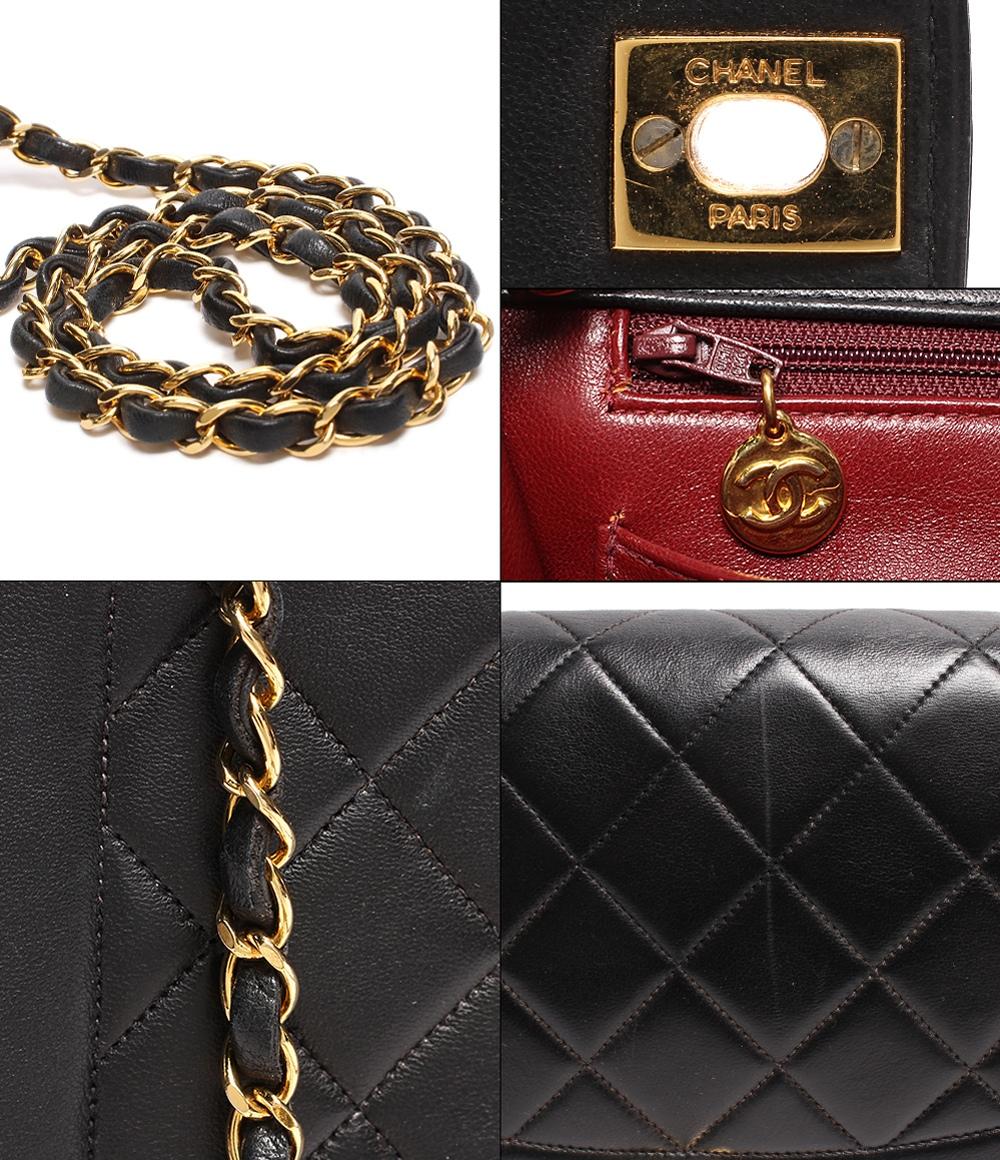 シャネル チェーンレザーショルダーバッグ ココマーク ゴールド金具 ダイアナ25 マトラッセ レディース CHANEL