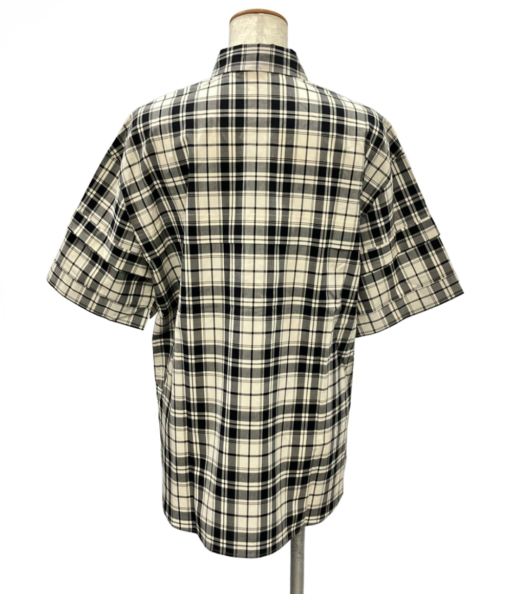 ENFOLD M 半袖シャツ モノトーンチェック柄 オーバーサイズ 300HS230-2750 レディース SIZE 38 (M) エンフォルド エム