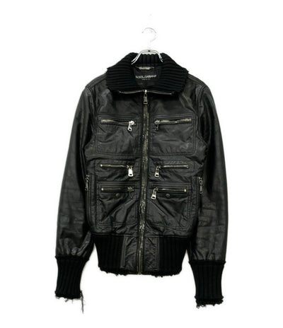 DOLCE&GABBANA レザージャケット ダブルジップ  マルチジップ フェイクレイヤード ジャケット ブルゾン MULTI POCKET FAKE LAYERED BATTING JACKET