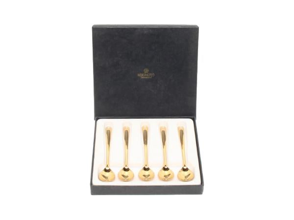 美品 ミキモトインターナショナル スプーン 5点セット ゴールド パール付 MIKIMOTO internationl