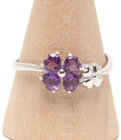 美品 リング 指輪 K10 アメジスト フラワーモチーフ レディース SIZE 19号