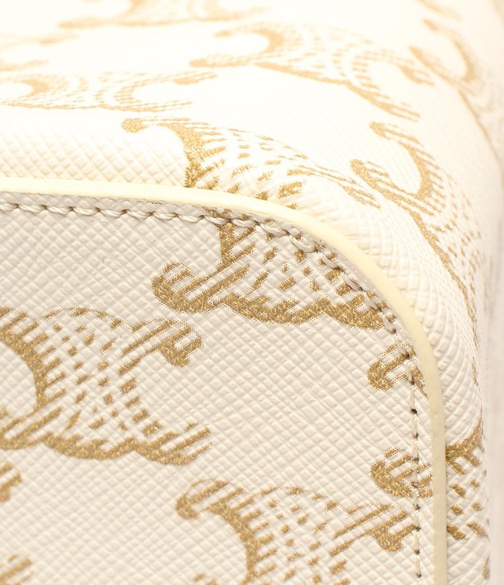 美品 CELINE ハンドバッグ スクエア バニティーケース トリオンフキャンバス&カーフスキン レディース セリーヌ