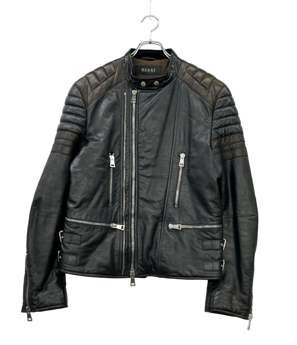 GUCCI ライダースジャケット レザー 羊革 ダブルジップ 269274 XN377 メンズ SIZE 46 (M) グッチ