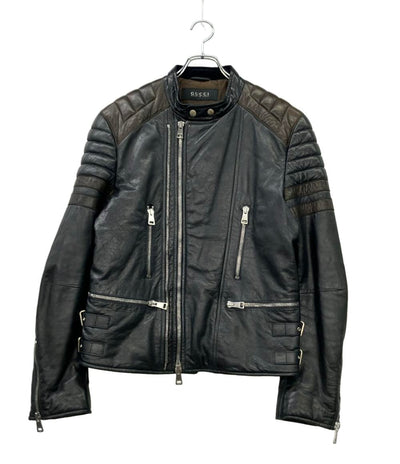 GUCCI ライダースジャケット レザー 羊革 ダブルジップ 269274 XN377 メンズ SIZE 46 (M) グッチ