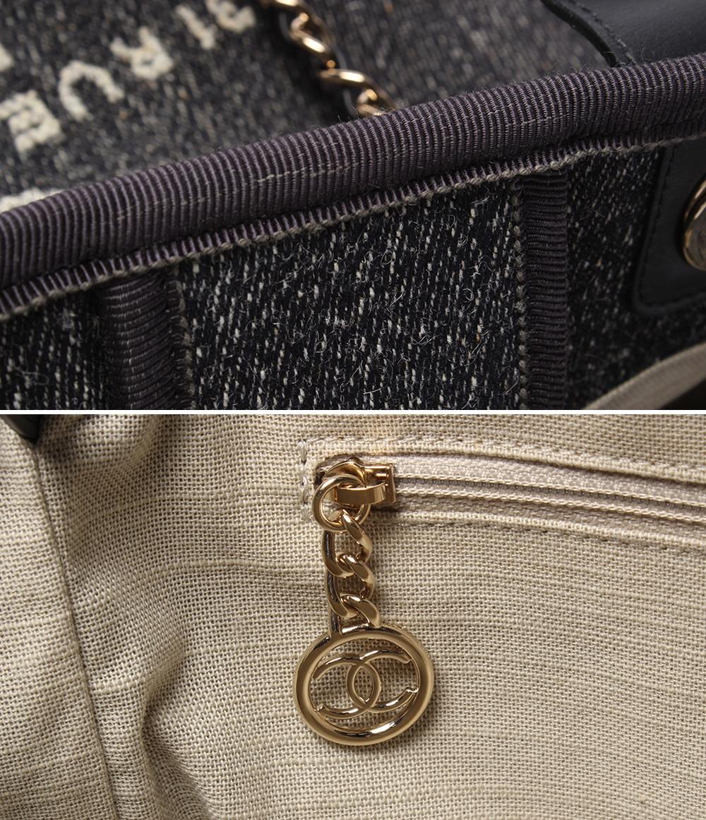 美品 CHANEL チェーンショルダーバッグ ハンドバッグ デニム ゴールド金具 ドーヴィルMM レディース シャネル