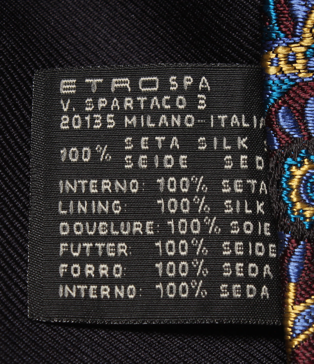 美品 ETRO ネクタイ シルク100％ ペイズリー刺繍 エトロ