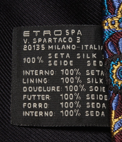 美品 ETRO ネクタイ シルク100％ ペイズリー刺繍 エトロ