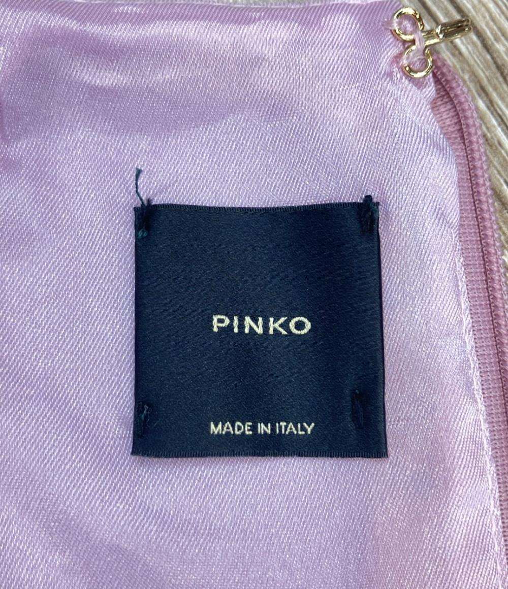PINKO 半袖ワンピース スクエアネック ミニ 膝丈 ハーフスリーブ 五分袖 リボン Verdicchio レディース SIZE 46 (L) ピンコ