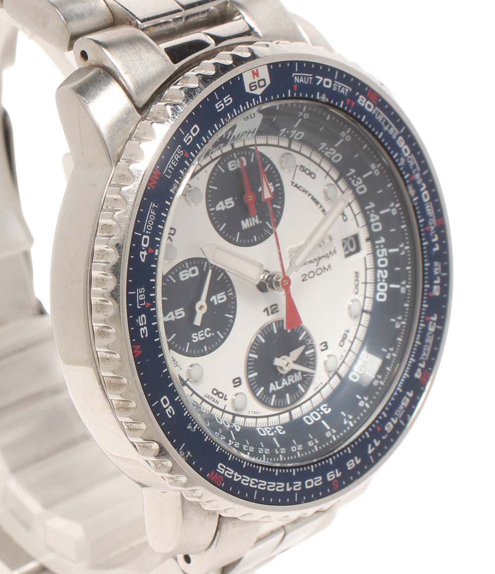 SEIKO 腕時計 パイロット クロノグラフ クオーツ 7T62-0EB0 メンズ セイコー