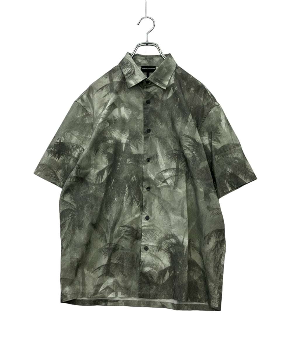 美品 Emporio Armani 半袖ポロシャツ パームツリー柄 OVER FIT  オーバーサイズフィット 3D1CG7 1NRDZ メンズ SIZE S エンポリオ・アルマーニ