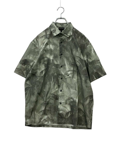 美品 Emporio Armani 半袖ポロシャツ パームツリー柄 OVER FIT  オーバーサイズフィット 3D1CG7 1NRDZ メンズ SIZE S エンポリオ・アルマーニ