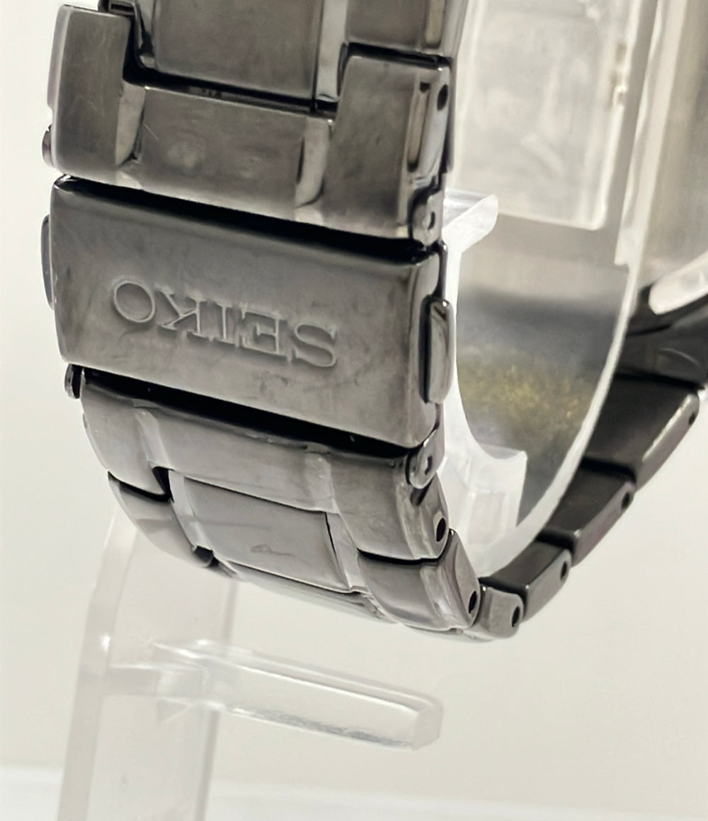 SEIKO 腕時計 ソーラー ブラック V157-0AV0 メンズ セイコー