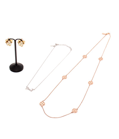 美品 Kate Spade ネックレス ピアス フラワーモチーフ リボンモチーフ 3点セット レディース ケイトスペード
