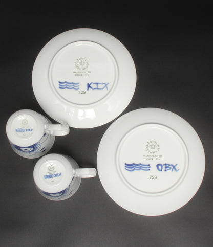 美品 Royal Copenhagen プレート 皿 24cm マグカップ 4点セット ブルーフルーテッド メガ ロイヤルコペンハーゲン