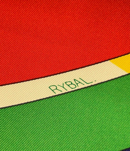 美品 エルメス スカーフ カレ90 シルク100% 自由への車輪 En Roue Libre レディース HERMES