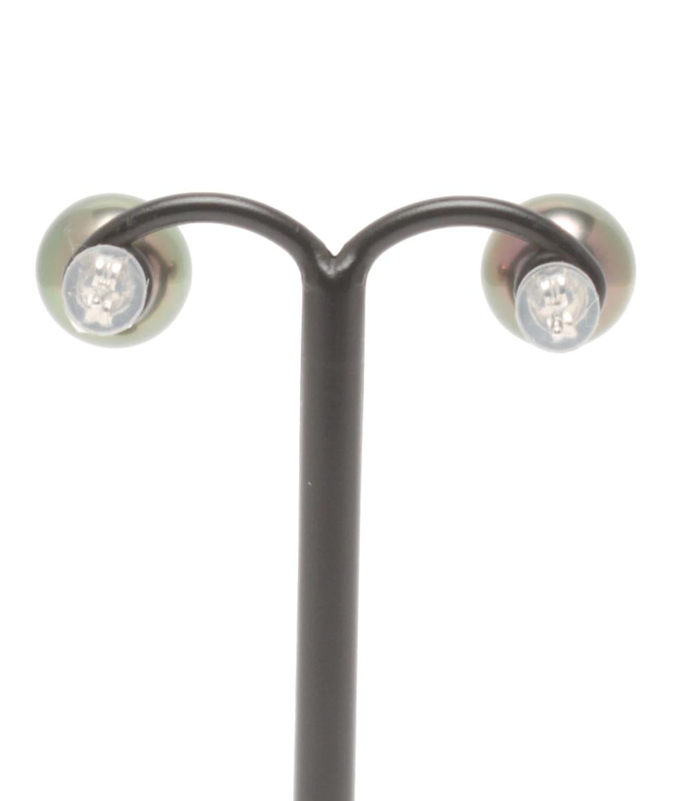 美品 ネックレス SV オーロラピーコック黒蝶真珠 9.2-11.9mm ピアス K14WG 黒蝶真珠10.1mm 2点セット レディース