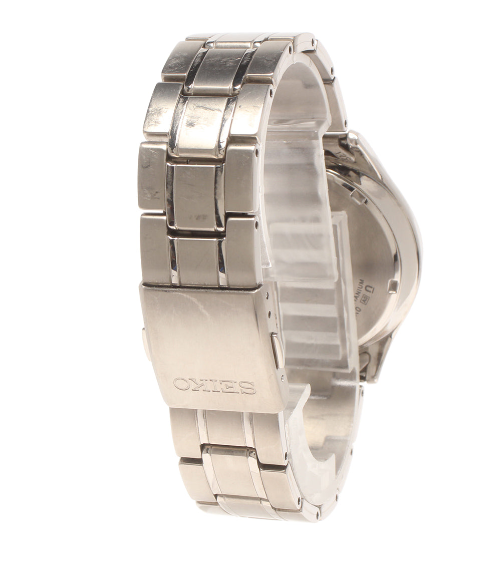 SEIKO 腕時計 ソーラー ブラック V157-0BX0 メンズ セイコー