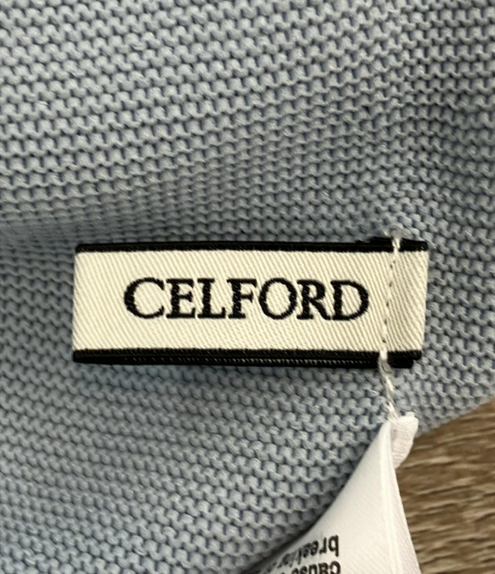 美品 CELFORD ノースリーブワンピース スカラップ切替 ドッキング