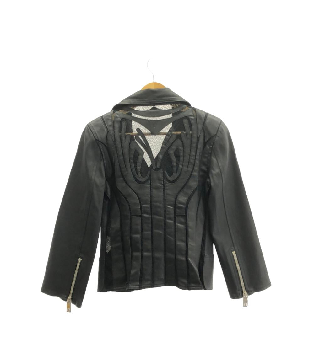 美品 フェンディ レース切替ダブルライダースジャケット レディース