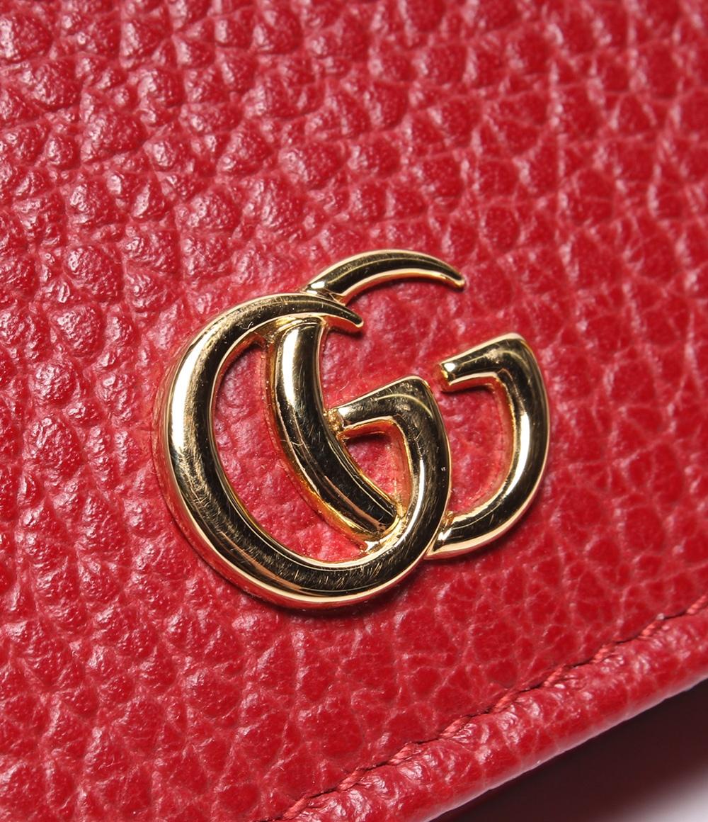 美品 グッチ 二つ折り財布 GGマーモントコンパクトウォレット 456126 レディース GUCCI
