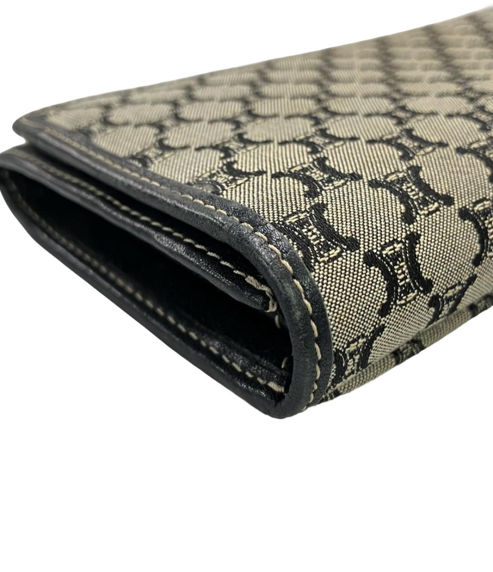訳あり CELINE 二つ折り長財布 マカダム柄 キャンバスレザー レディース セリーヌ
