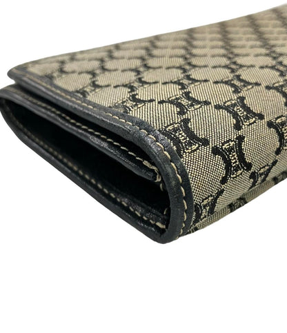 訳あり CELINE 二つ折り長財布 マカダム柄 キャンバスレザー レディース セリーヌ