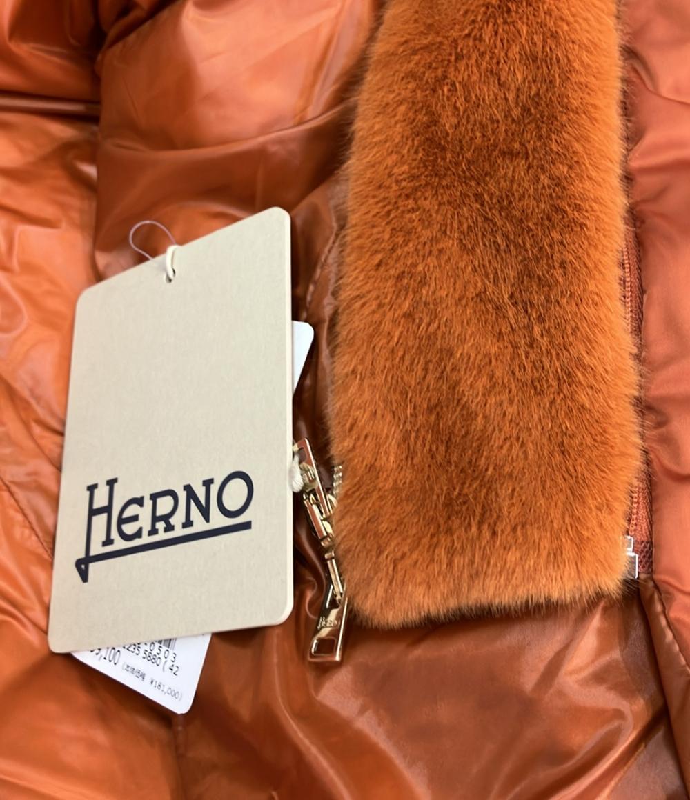 Herno ダウンジャケット フェイクファー タグ フード付き A-Shape インポート ダウンコート PI001753D レディース SIZE 42 (L) ヘルノ