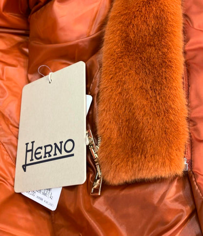 Herno ダウンジャケット フェイクファー タグ フード付き A-Shape インポート ダウンコート PI001753D レディース SIZE 42 (L) ヘルノ