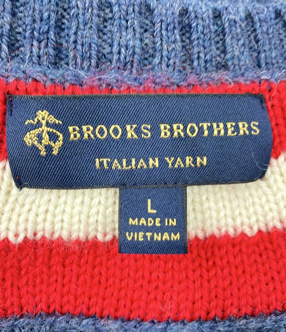 ブルックスブラザーズ ウールVネックケーブルニットセーター メンズ SIZE L Brooks Brothers