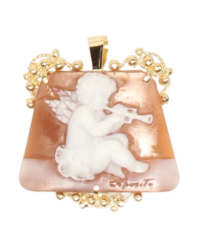 美品 ブローチ ペンダントトップ K18 カメオ 天使 レディース