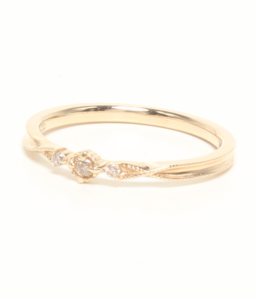 美品 agete リング 指輪 K10 ダイヤ 0.03ct レディース SIZE 7号 アガット