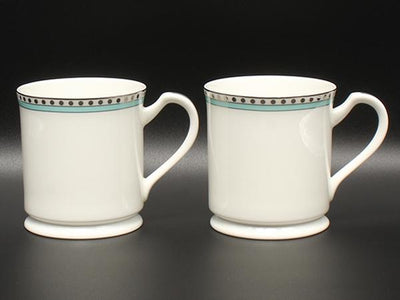 美品 TIFFANY&Co. マグカップ 2点セット ペア プラチナブルーバンド ティファニー