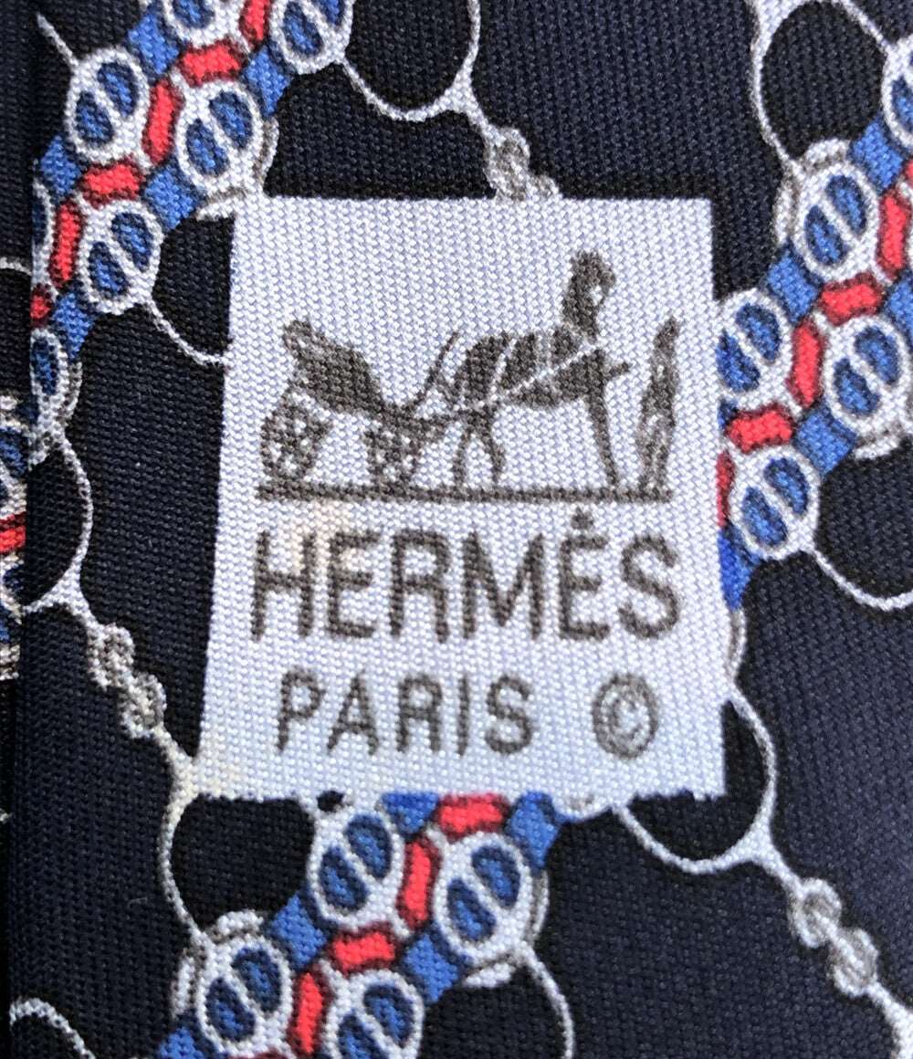 エルメス  ネクタイ シルク100% シェーヌダンクル柄      メンズ  (複数サイズ) HERMES