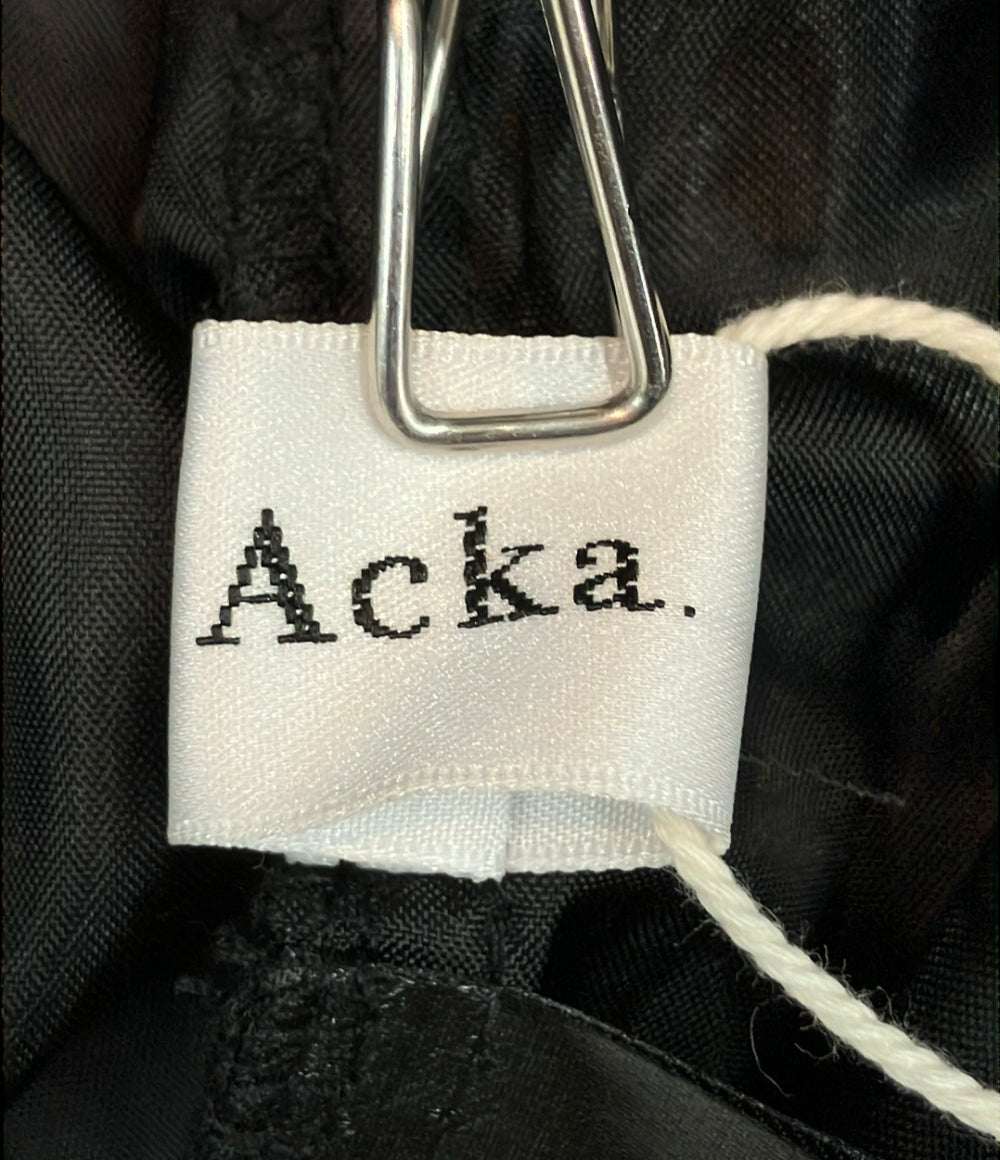 美品 Acka 長袖ワンピース タグ付き トップスリブ スカートジャガードドッキング docking frill one-piece Acka-Y126 レディース SIZE 1 (S) エーカ