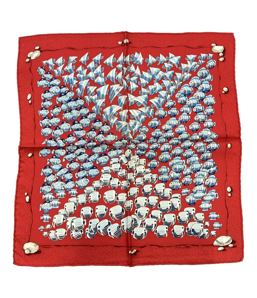 エルメス スカーフ プチカレ シルク 100% 魚プリント レディース HERMES