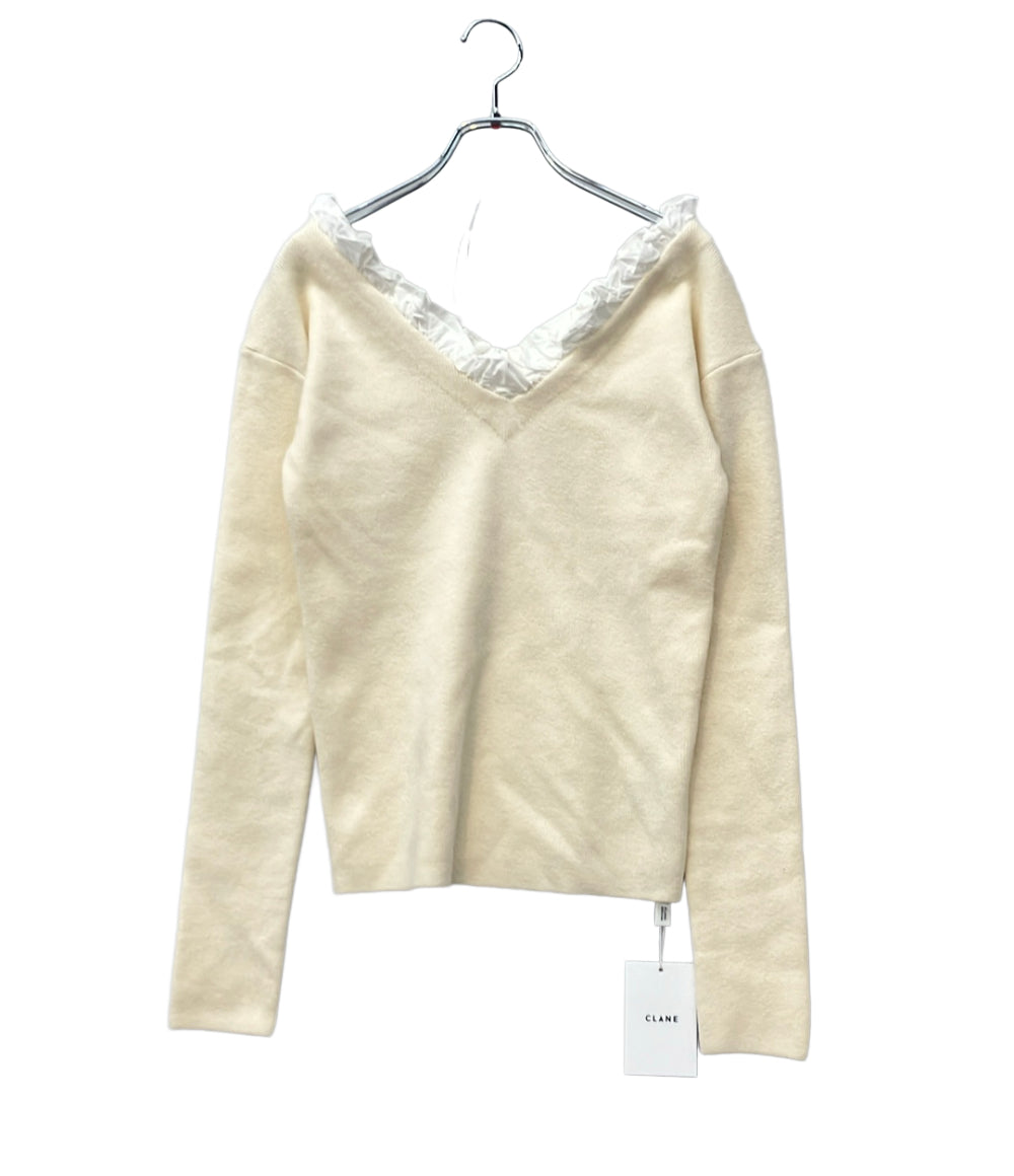 CLANE 長袖ニット タグ付き FRILL V NECK KNIT TOPS 19106-2282 レディース SIZE 1 (S) クラネ