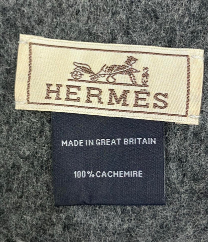 美品 HERMES マフラー カシミヤ100% リバーシブル メンズ レディース エルメス